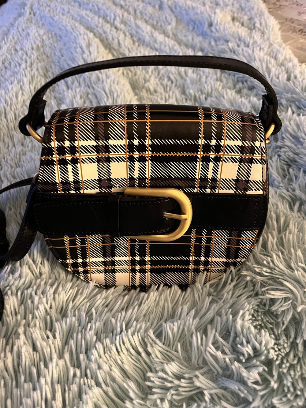 PATRICIA NASH ANNFIELD Plaid Leather Crossbody Bag NEW